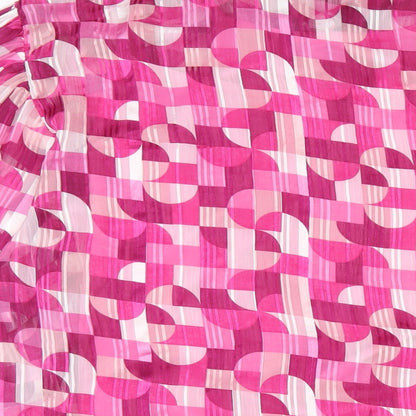 Bonmarché Womens Pink Geometric Polyester Basic Button-Up Size 22 Collared