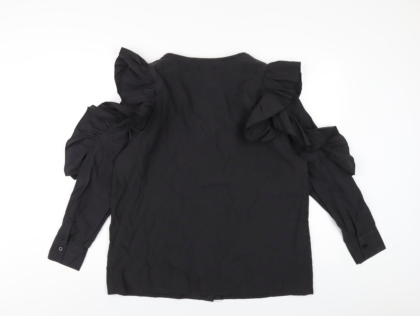 Boohoo Womens Black Polyester Basic T-Shirt Size 16 Round Neck