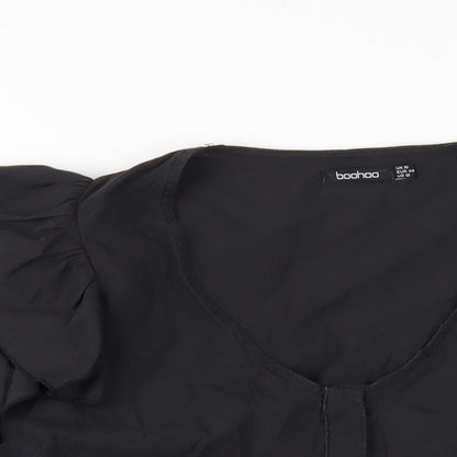 Boohoo Womens Black Polyester Basic T-Shirt Size 16 Round Neck