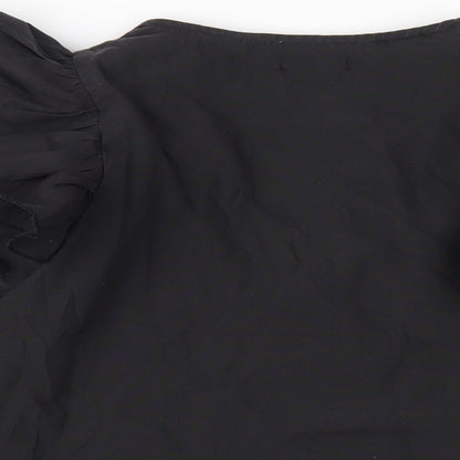 Boohoo Womens Black Polyester Basic T-Shirt Size 16 Round Neck