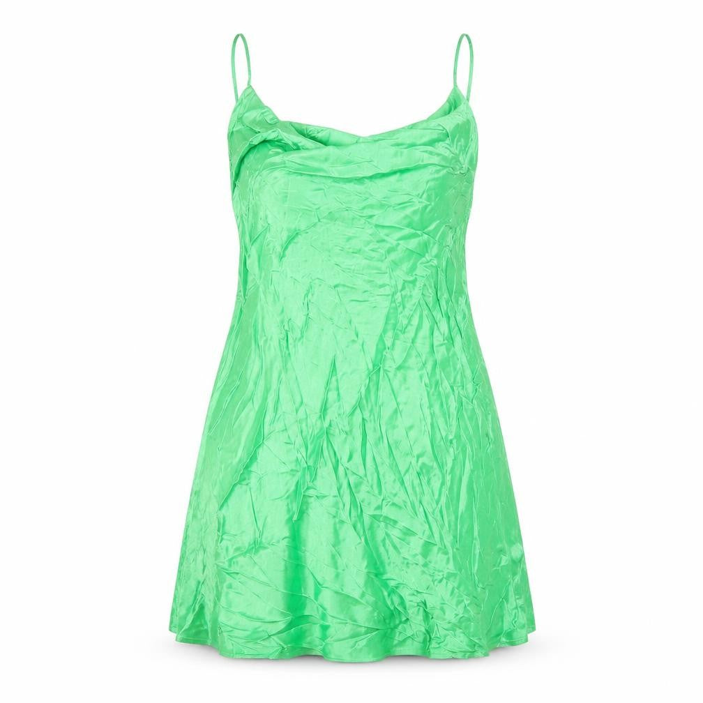 Bershka Womens Green Polyester A-Line Size XL Cowl Neck Pullover