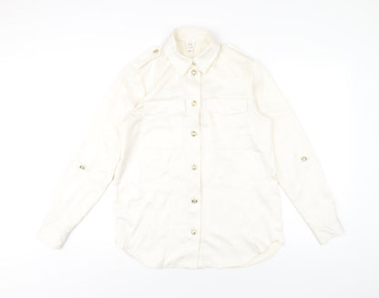 Womens UK Size 6 River Island Ivory Basic Button-Up