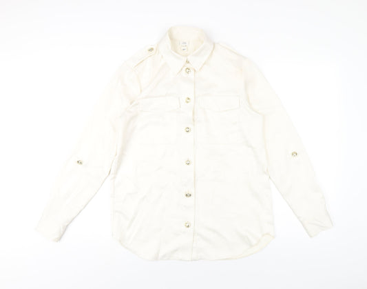 Womens UK Size 6 River Island Ivory Basic Button-Up