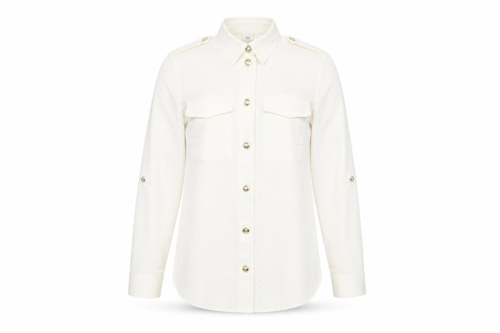 Womens UK Size 6 River Island Ivory Basic Button-Up