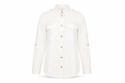 Womens UK Size 6 River Island Ivory Basic Button-Up