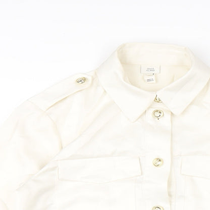 Womens UK Size 6 River Island Ivory Basic Button-Up