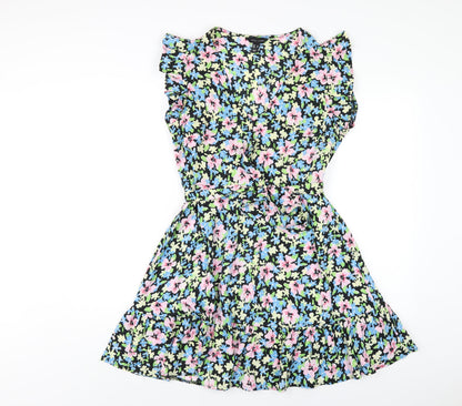 New Look Womens Multicoloured Floral Polyester A-Line Size 12 V-Neck Pullover