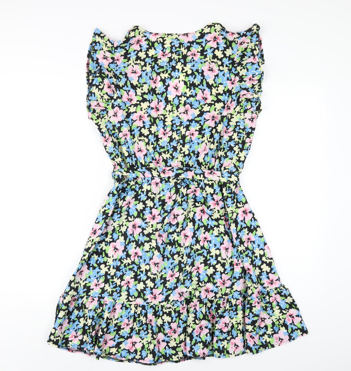 New Look Womens Multicoloured Floral Polyester A-Line Size 12 V-Neck Pullover