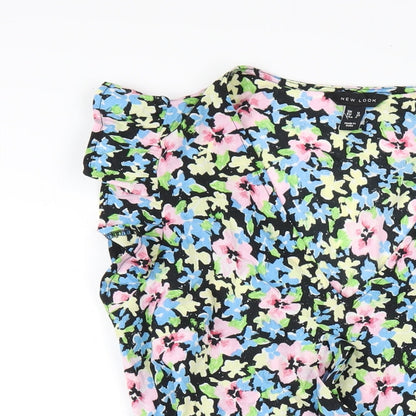 New Look Womens Multicoloured Floral Polyester A-Line Size 12 V-Neck Pullover