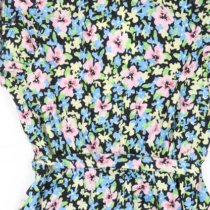 New Look Womens Multicoloured Floral Polyester A-Line Size 12 V-Neck Pullover