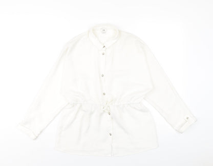 Additional front view of River Island girls’ white polyester basic button-up, size 11-12, years collared button