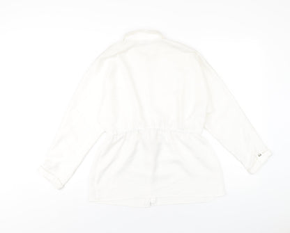 Back view of River Island girls’ white polyester basic button-up, size 11-12, years collared button