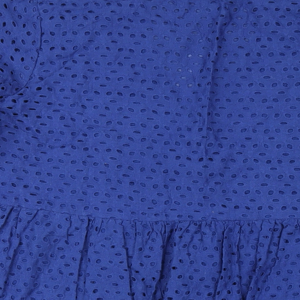 Boohoo Womens Blue Cotton Trapeze & Swing Size 18 V-Neck Pullover