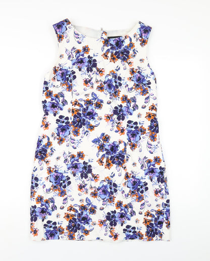 New Look Womens Multicoloured Floral Cotton A-Line Size 14 Round Neck Zip