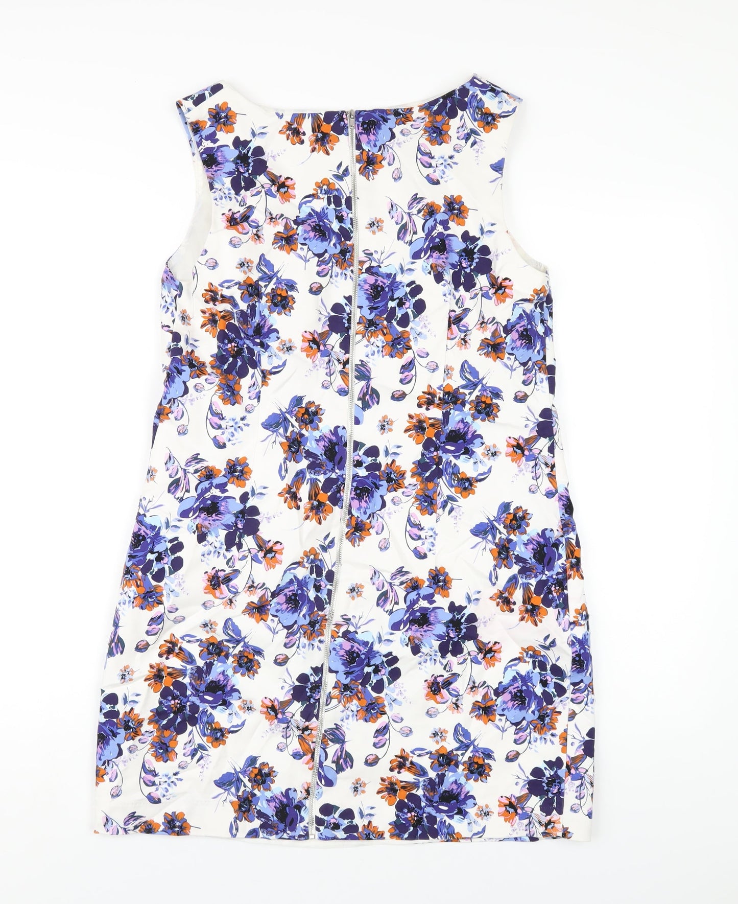 New Look Womens Multicoloured Floral Cotton A-Line Size 14 Round Neck Zip