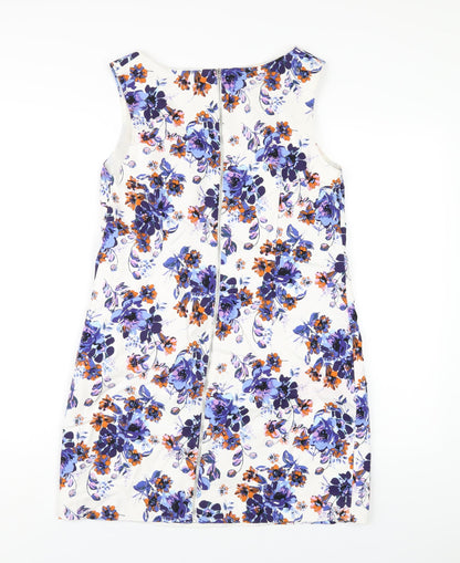 New Look Womens Multicoloured Floral Cotton A-Line Size 14 Round Neck Zip