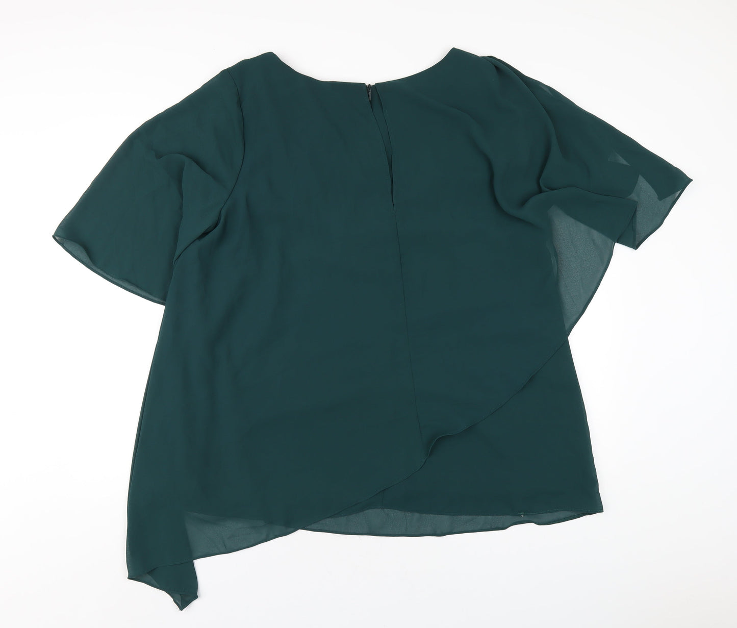 Hanna Nikole Womens Green Polyester Basic Blouse Size 16 Round Neck