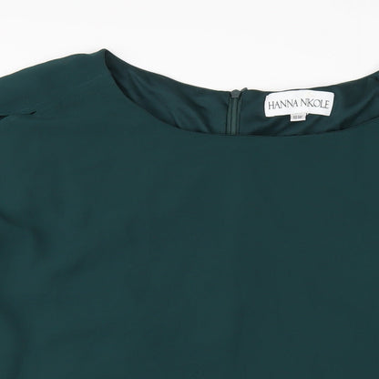 Hanna Nikole Womens Green Polyester Basic Blouse Size 16 Round Neck