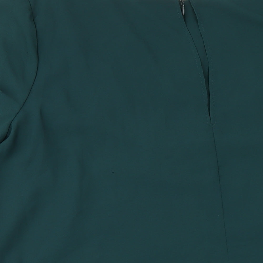 Hanna Nikole Womens Green Polyester Basic Blouse Size 16 Round Neck