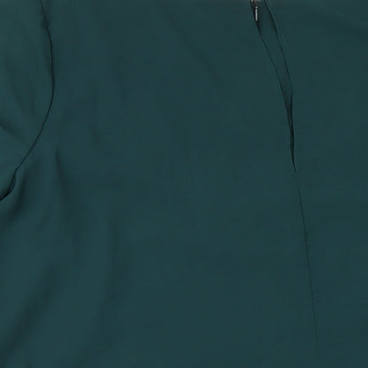 Hanna Nikole Womens Green Polyester Basic Blouse Size 16 Round Neck