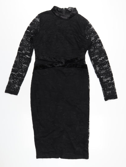 AX Paris Womens Black Polyester Bodycon Size 12 Round Neck Zip