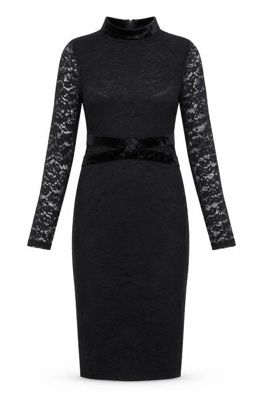 AX Paris Womens Black Polyester Bodycon Size 12 Round Neck Zip