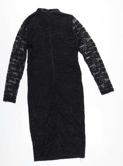 AX Paris Womens Black Polyester Bodycon Size 12 Round Neck Zip