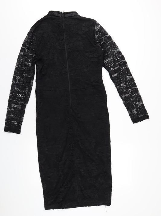 AX Paris Womens Black Polyester Bodycon Size 12 Round Neck Zip