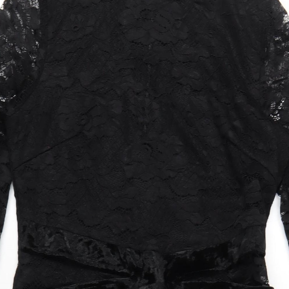 AX Paris Womens Black Polyester Bodycon Size 12 Round Neck Zip