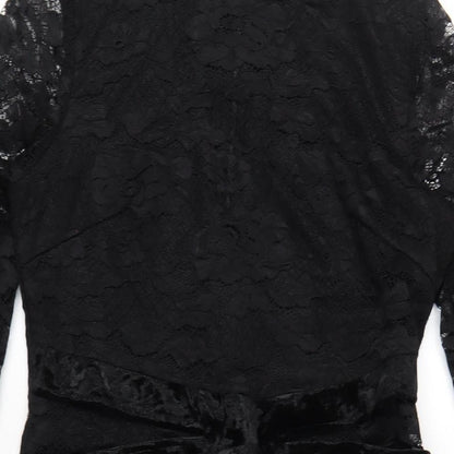 AX Paris Womens Black Polyester Bodycon Size 12 Round Neck Zip