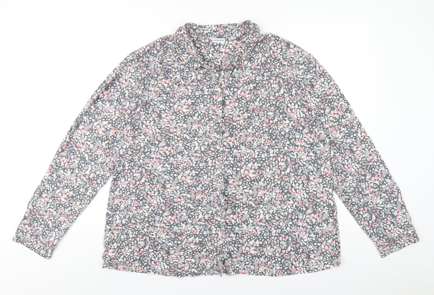 Damart Womens Multicoloured Geometric Polyester Basic Button-Up Size 22 Collared