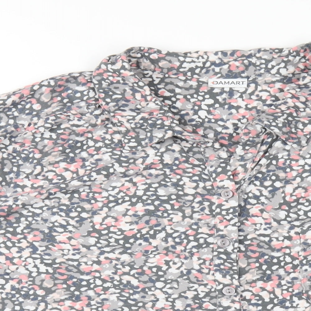 Damart Womens Multicoloured Geometric Polyester Basic Button-Up Size 22 Collared