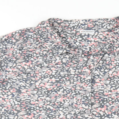 Damart Womens Multicoloured Geometric Polyester Basic Button-Up Size 22 Collared