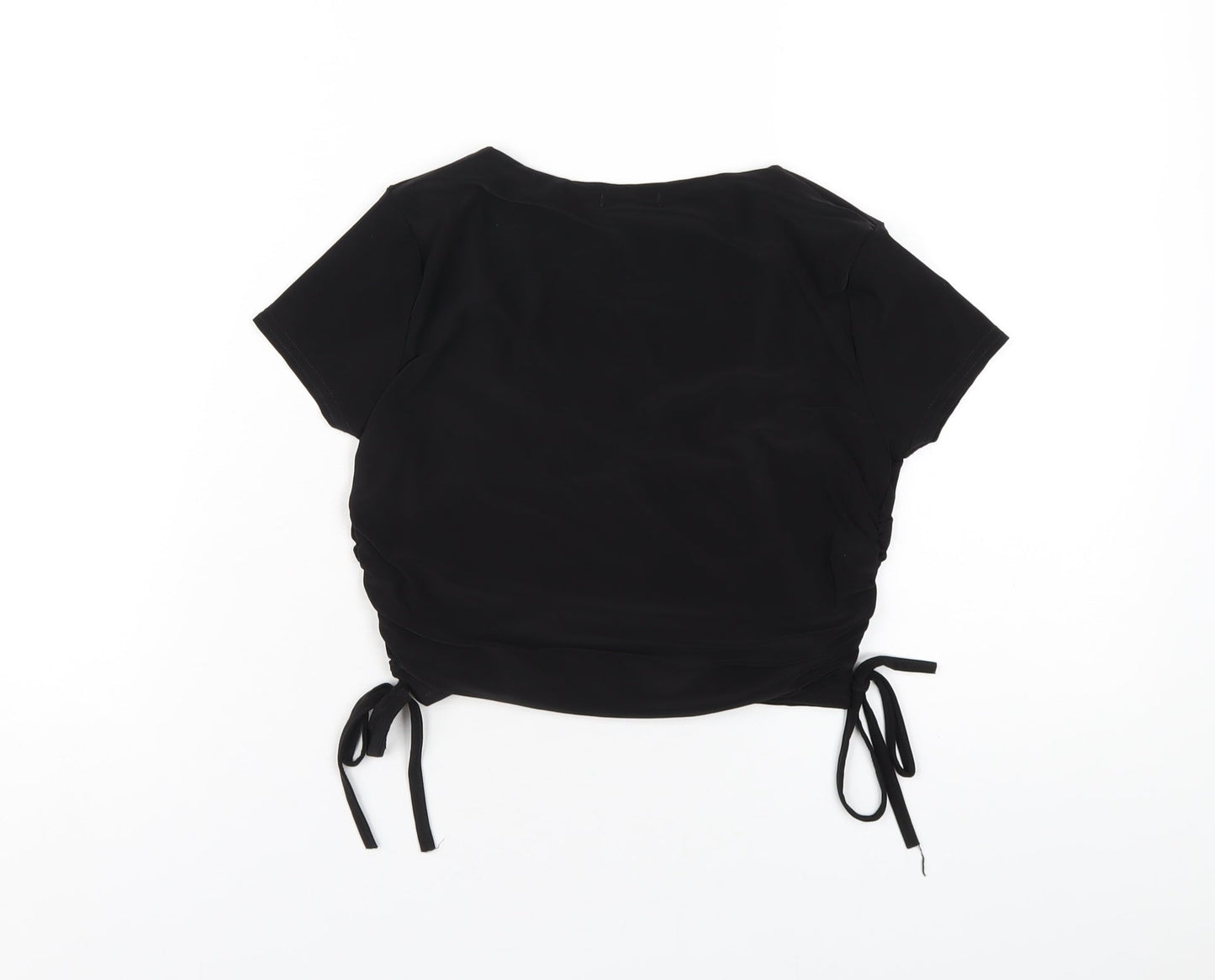 Womens UK Size 10 Boohoo Black Cropped T-Shirt
