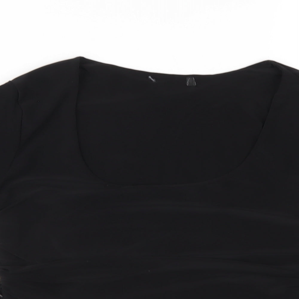Womens UK Size 10 Boohoo Black Cropped T-Shirt
