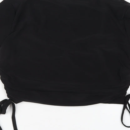 Womens UK Size 10 Boohoo Black Cropped T-Shirt