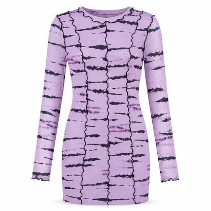 H&M Womens Purple Geometric Polyester Bodycon Size M Round Neck Pullover