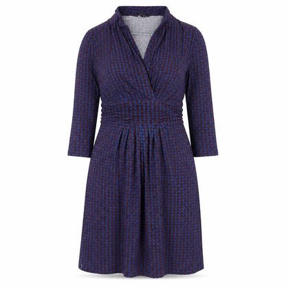 N.W 3 Womens Blue Geometric Viscose A-Line Size 14 V-Neck Pullover