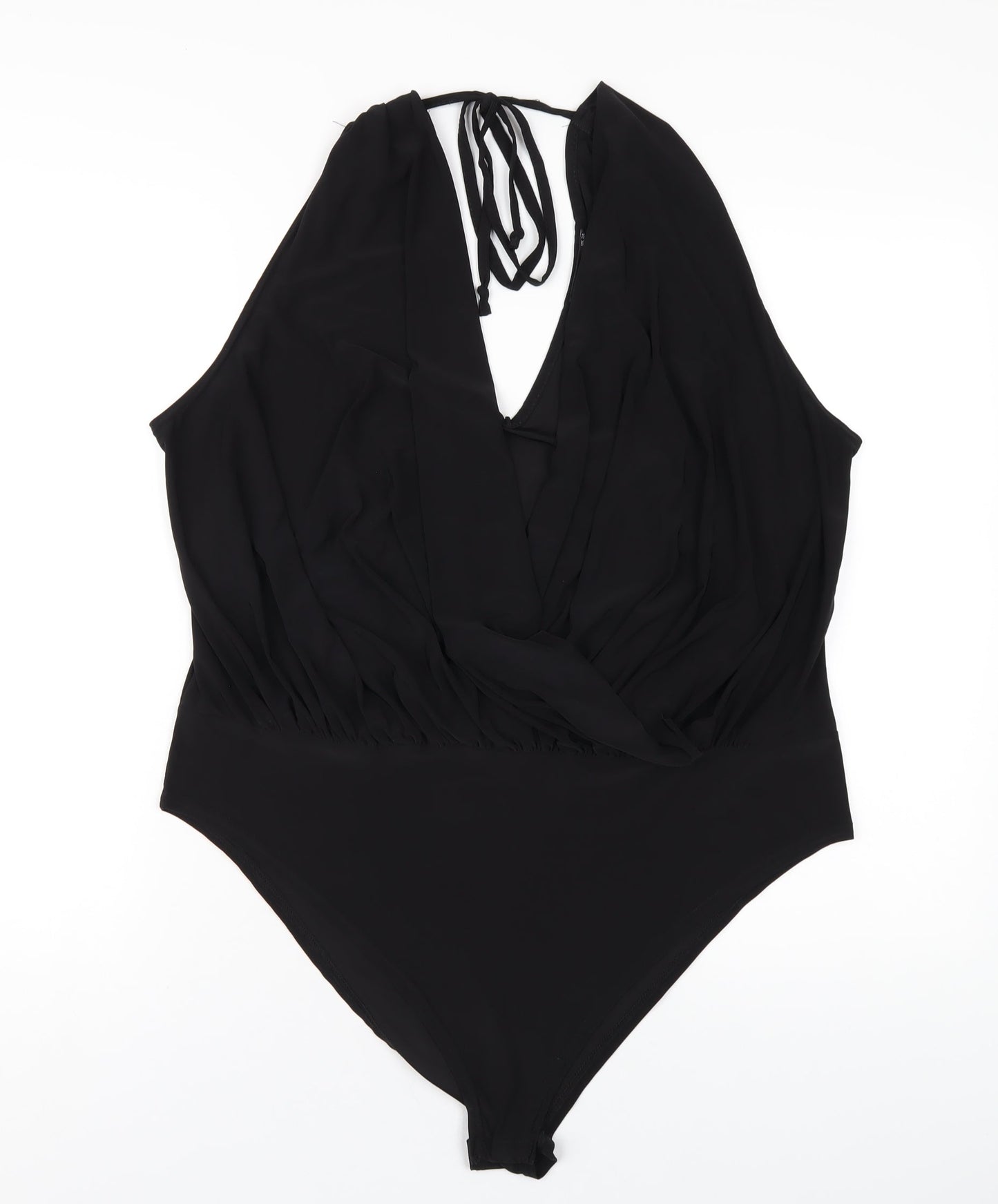 Boohoo Womens Black Polyester Bodysuit One-Piece Size 24 Snap