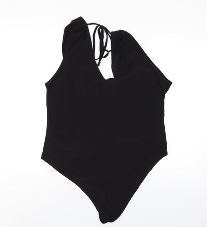 Boohoo Womens Black Polyester Bodysuit One-Piece Size 24 Snap