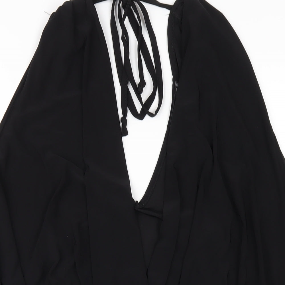 Boohoo Womens Black Polyester Bodysuit One-Piece Size 24 Snap