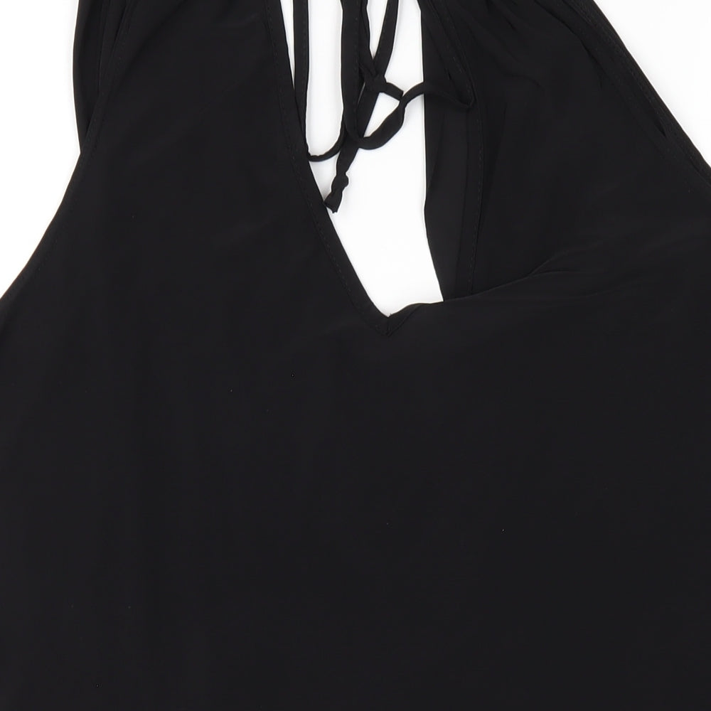 Boohoo Womens Black Polyester Bodysuit One-Piece Size 24 Snap