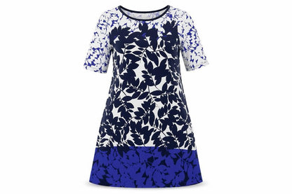 Ronni Nicole Womens Blue Geometric Polyester A-Line Size 10 Round Neck Pullover