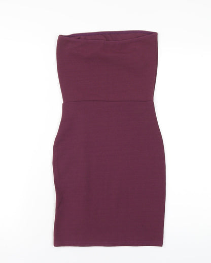 PRETTYLITTLETHING Womens Purple Polyester Bodycon Size 6 Square Neck Pullover