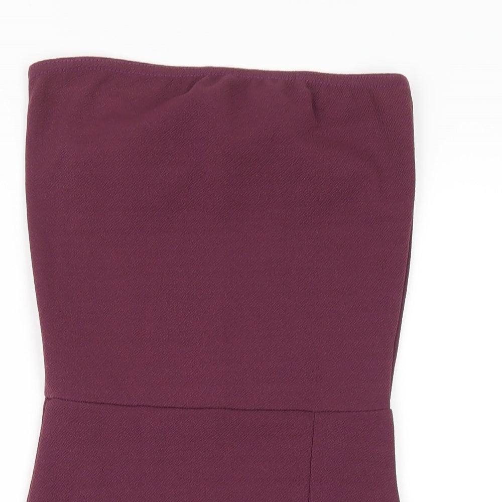PRETTYLITTLETHING Womens Purple Polyester Bodycon Size 6 Square Neck Pullover