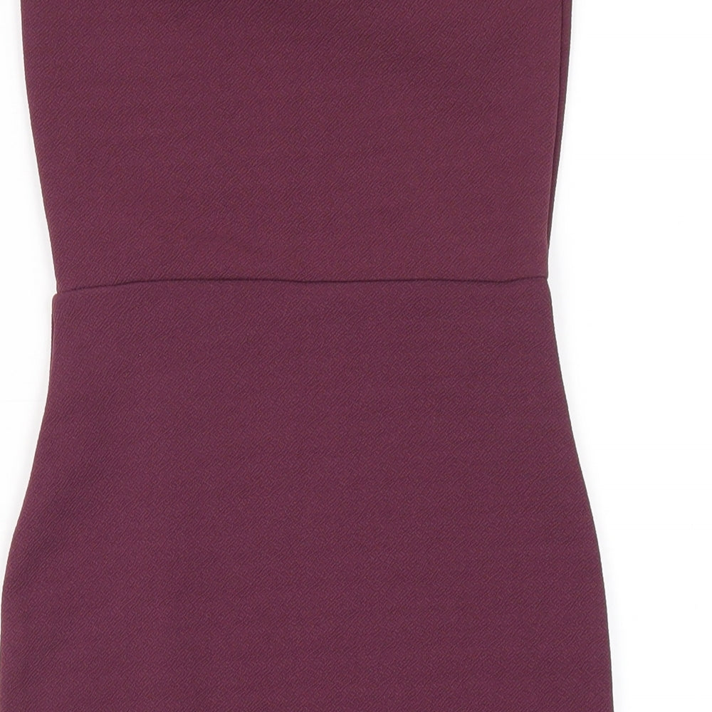 PRETTYLITTLETHING Womens Purple Polyester Bodycon Size 6 Square Neck Pullover