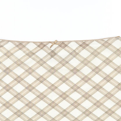 H&M Womens Beige Plaid Polyester Mini Skirt Size S