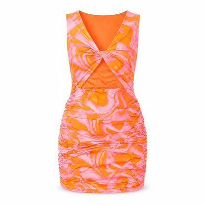 QED London Womens Pink Geometric Polyester Bodycon Size 12 V-Neck Pullover