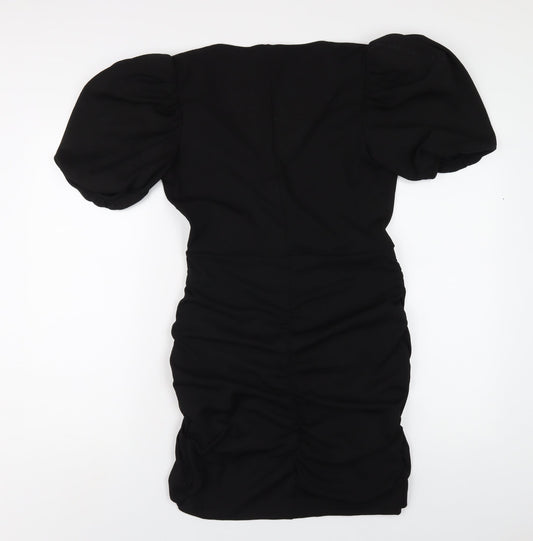 H&M Womens Black Polyester Bodycon Size M V-Neck Pullover