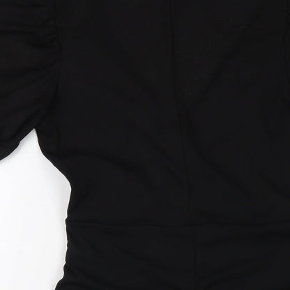 H&M Womens Black Polyester Bodycon Size M V-Neck Pullover
